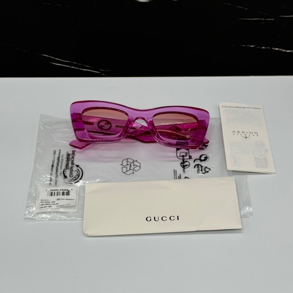 NEW GG1552S 003 GUCCI PINK BUTTERFLY WOMEN SUNGLASSES GUCCI - Picture 13 of 14